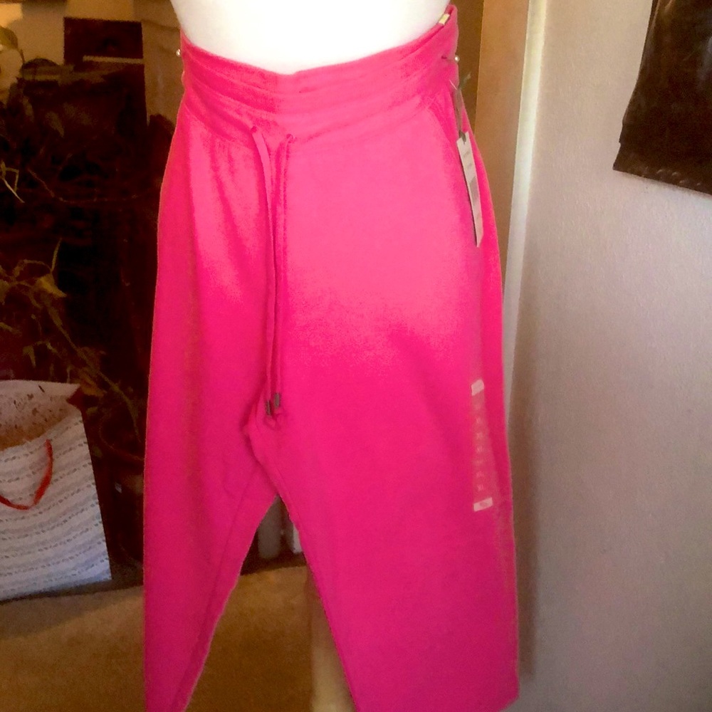 A pair of fleece capris